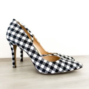 NEW Merona Black White Gingham Check D’Orsay Pointed toe Pumps sz 8.5